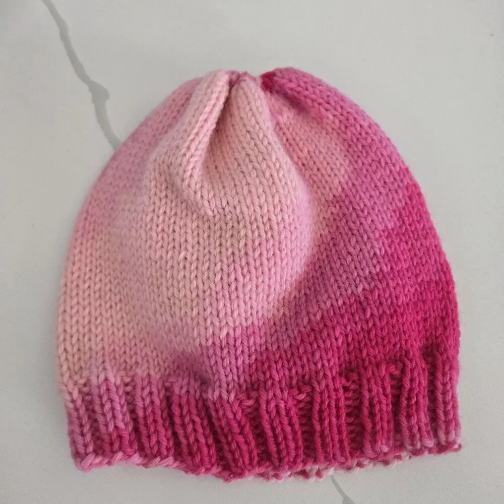 Hand Knitted Crochet Beanie in Pink Hat Women's New